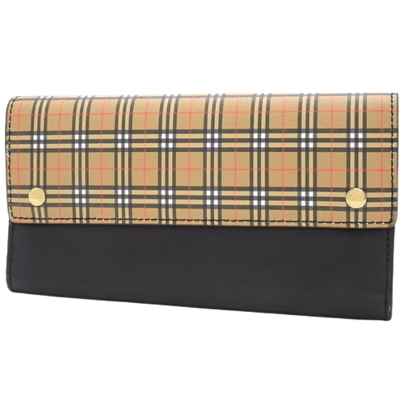 Burberry Ls Harris Mim Long Wallet PVC Leather Black - Picture 1 of 6